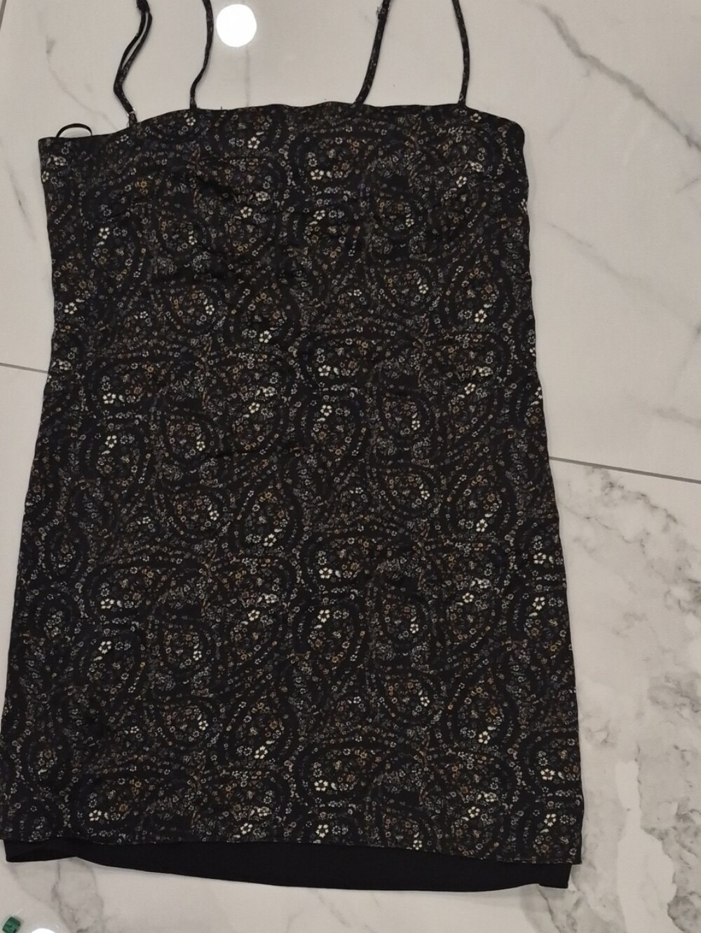 Gianni Bini Black Metallic Paisley Slip Camisole Dress